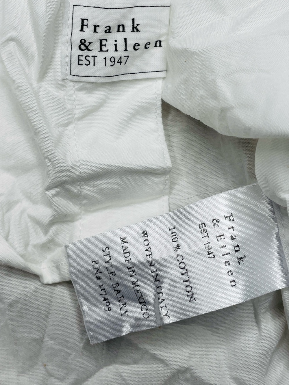 Frank & Eileen Barry Shirt Blouse Womens XL White Button Up CRINKLE Fabric - Picture 6 of 6